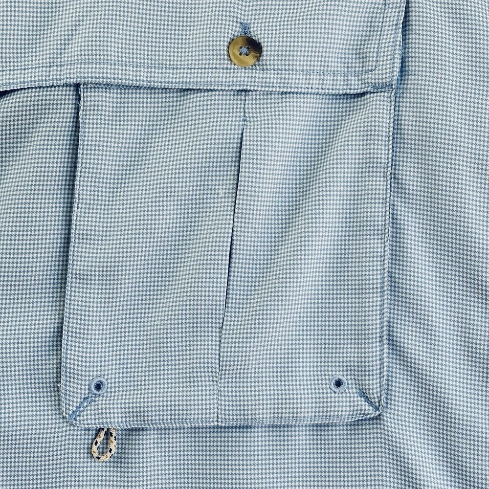 Magellan Men XL Blue White Check Short Sleeve Button Down Relaxed Fish Gear - Picture 9 of 12